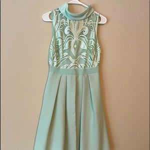 Formal Sleeveless Dress w/ Sheer Lace Front